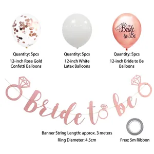 Rose gold Bride to Be balloon set with glitter banner for wedding party decoration