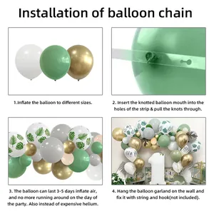 Detaillierte Anleitung für Dschungel-Ballongirlande mit grünen und goldenen Ballons