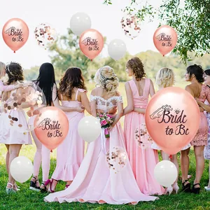 Rose gold Bride to Be balloon set with confetti balloons for bridal shower party decor