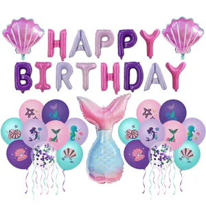 Détails du kit de ballons sirène avec décorations en aluminium de coquillages et queue