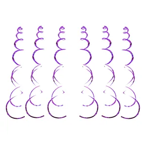 Detail of purple metallic spiral hanging swirls for mermaid birthday party decorations