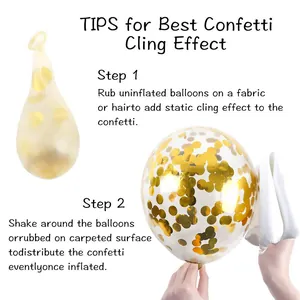 Guide d'assemblage de ballons confettis dorés avec instructions d'électricité statique