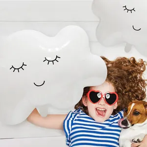 Smiling cloud foil balloon with closed eyes print for children's birthday party decor