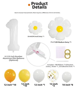 Daisy balloon set details showing 32-inch white number and assorted latex balloons
