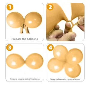 Detailed four-step guide for inflating and assembling daisy balloon column decorations