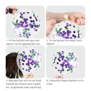 Step-by-step guide for inflating and styling mermaid theme confetti balloons with static effect
