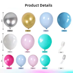 Kit guirlande de 112 ballons macaron rose et bleu en latex pour décor de baby shower