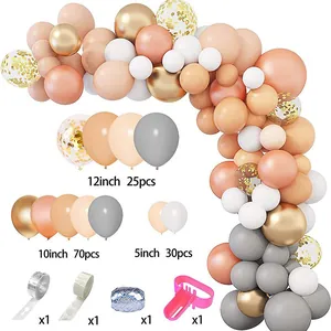 Kit guirlande de ballons champagne et abricot avec paillettes dorées pour fête et mariage
