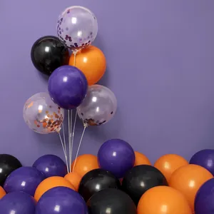 Halloween balloon arch kit with orange purple black and confetti latex balloons for party