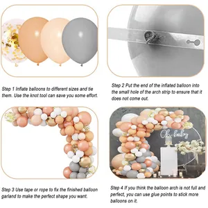 Kit d'arche de ballons orange rétro et gris en latex pour décoration de fête de mariage