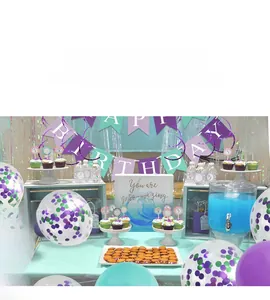 Kit fête sirène avec bannière Happy Birthday, ballons et décor Mer-mazing inclus