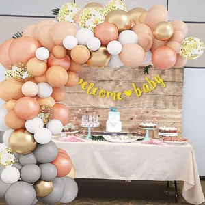 Arche de Ballons Orange Gris Blanc Guirlande Latex Or Métallique Pour Mariage Anniversaire Baby Shower Décoration Fête