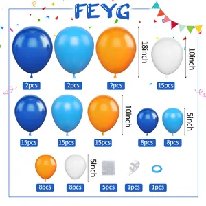 Dettagli del set ghirlanda di palloncini arancio blu bianco con kit montaggio