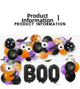 Halloween balloon arch kit with BOO foil balloons, orange and black latex balloons set