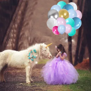 Kit guirlande de ballons rose macaron et bleu avec licorne pour fête prénatale