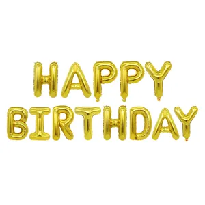 Ensemble de ballons HAPPY BIRTHDAY dorés avec finition métallique pour la fête