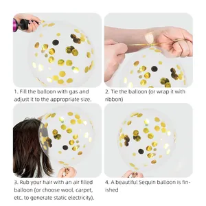 Tutoriel de ballons à confettis dorés avec pompe manuelle et ruban pour décorations