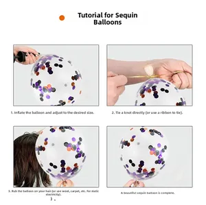 Tutorial showing how to inflate and prepare confetti balloons for Halloween party decorations