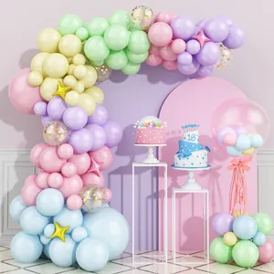Macaron Candy Color Balloon Arch Kit Gold Sequin Latex Star Foil Balloons Birthday Party Decoration Girls Women