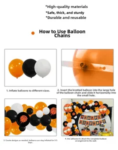 Guide for basketball theme balloon arch kit with orange and black latex balloons