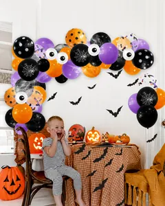 Halloween party decoration set with BOO balloons, latex patterns and 3D bat stickers