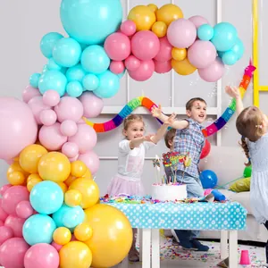 Kit arco di palloncini pastello con palloncini macaron blu rosa giallo e pesca per feste