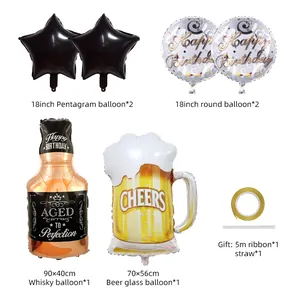 Détails du kit de ballons whisky et bière avec étoiles pour fêtes d'anniversaire