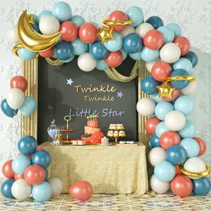 Retro Pink Blue Balloon Arch Star Moon Foil Balloons Latex Balloons For Gender Reveal Baby Shower Birthday Party Decorations