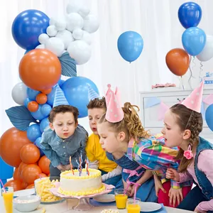 Kit arco palloncini compleanno blu arancio bianco per decorazione festa di compleanno