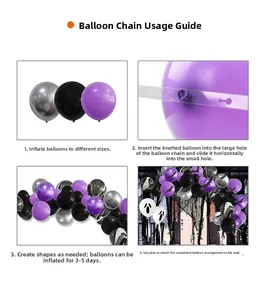 DIY Halloween balloon arch kit guide showing ghost and bat patterns with assembly steps