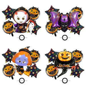 Halloween cartoon balloon kit with pumpkin, witch, and ghost for party decoration