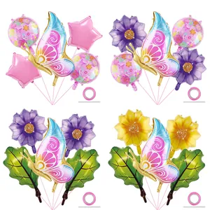 Balloon bundle kit with butterflies, flowers, stars for girls birthday party background