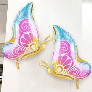 Vibrant butterfly foil balloon set with pink blue gradient for girl birthday party decor