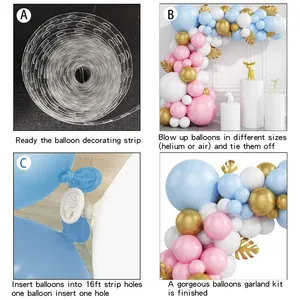 112pcs Macaron Pink Blue Balloon Arch Kit with 16ft decorating strip for baby showers