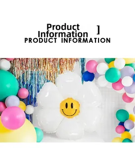 Daisy foil balloon with smiley face and colorful latex balloons for party decoration