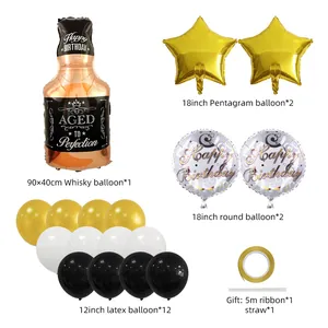 Détail du kit de ballons bouteille de whisky et latex pour décoration d'anniversaire