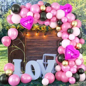 86-teiliges Set aus rosa und blauen Macaron-Ballons mit Herzfolie für die Babyparty