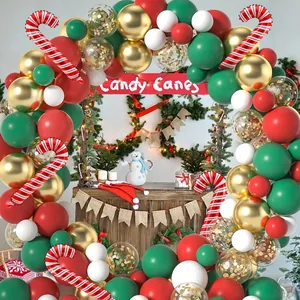 Weihnachtsballon-Girlande Set mit roten grünen goldenen und Zuckerstangen-Ballons