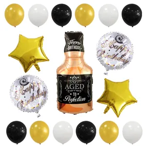 Kit de ballons bouteille de whisky et étoiles dorées pour décoration de fête d'anniversaire