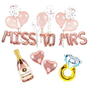 Kit de Ballons Miss To Mrs Or Rose pour Enterrement de Vie de Jeune Fille Décoration Mariée Ballons Aluminium et Latex