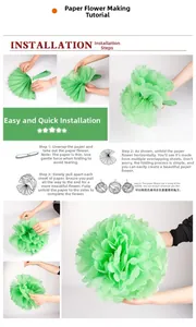 Step-by-step installation guide for sage green tissue paper pom poms party decorations