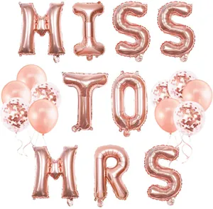 Kit ballons Miss to Mrs or rose avec ballons confettis pour décoration fête de mariage
