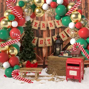 Weihnachtsballon-Girlande Set mit Zuckerstangen-Ballons, Briefkasten und Banner-Deko