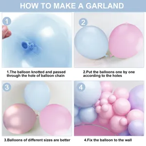 Detailed assembly guide for macaron balloon arch kit using transparent plastic tape