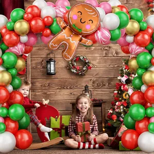 Christmas balloon arch kit with gingerbread man and candy balloons for festive party decor