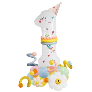 Daisy daisy number 1 balloon column kit with macaron latex balloons for first birthday