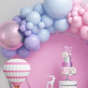 Pastel pink and blue balloon arch kit for baby shower and wedding party decorations