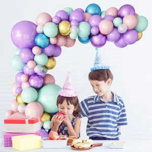 Macaron and metallic mermaid balloon arch kit for birthday and anniversary party decoration