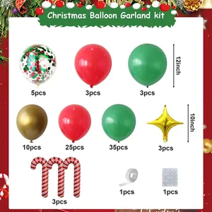 Christmas balloon garland kit with red green latex balloons and candy cane foil balloons