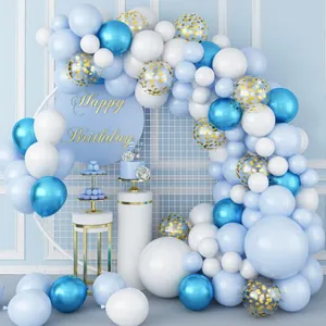 Metallic Blue White Gold Confetti Balloon Garland Arch Decoration For Birthday Wedding Baby Shower Party Supplies